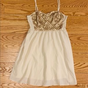 H&M COCKTAIL DRESS Gold SEQUINS Spaghetti Straps